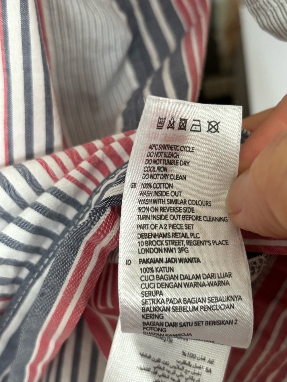 Debenhams Lounge & Sleep 100% Cotton Striped Pyjama Set - Size UK 14 / US 10 / L - Picture 10 of 10